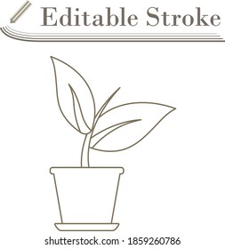 Plant In Flower Pot Icon. Editable Stroke Simple Design. Vector Illustration.
