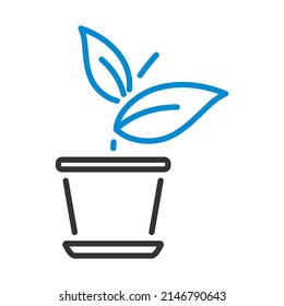 Plant In Flower Pot Icon. Editable Bold Outline With Color Fill Design. Vector Illustration.