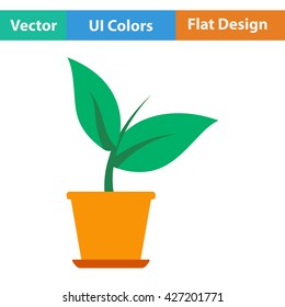 Plant in flower pot icon. Flat design. Vector illustration.