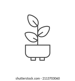 Plant In Flower Pot Icon. Potted Plant Outline Icon. Linear Style Sign For Mobile Concept And Web Design. Plant In Pot Simple Line Vector Icon.