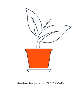 Planta En Icono De La Carrota De Flores. Línea Delgada Con Diseño De Relleno Rojo. Ilustración vectorial.