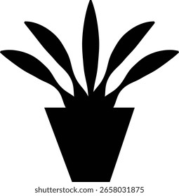 Plant and Flower Pot Icon Vector Botanical Potted Houseplants, Garden, Leaves, Minimal Flat Style, Monochrome Silhouette Graphic Bundle for Nature and Interior Design