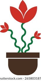 Planta y maceta de flores Icon Vector Botánico Potted Houseplants, jardín, hojas, estilo plano mínimo, monocromo silueta Paquete gráfico para la Naturaleza y el diseño de interiores