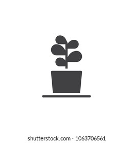 Plant in flower pot vector icon. filled flat sign for mobile concept and web design. Growing plant simple solid icon. Symbol, logo illustration. Pixel perfect vector graphics