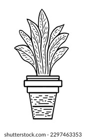 Flor de planta en un icono vector de olla sin EPS de fondo blanco 