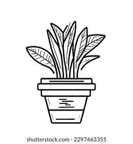 Plant Flower in A Pot Vector Icon with no White Background EPS 