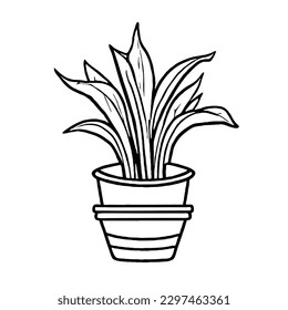 Flor de planta en un icono vector de olla sin EPS de fondo blanco 