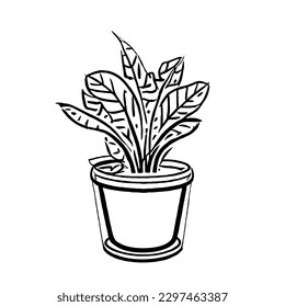 Plant Flower in A Pot Vector Icon with no White Background EPS 