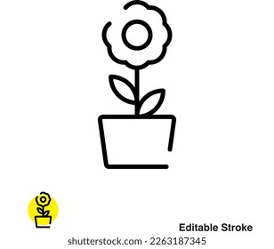 Plant Flower Pot Vector Line Icon