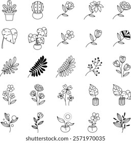 Plant and Flower set for your needs, elegantly and simply designed to be versatile for your design needs