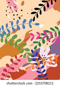 Plant and flower tropical hand drawn vector illustration for background, poster, banner,cover.