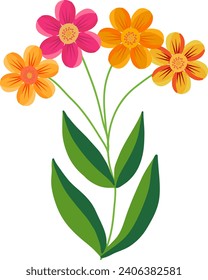 Plant with flowers. Flowers of different colors with six leaves.
