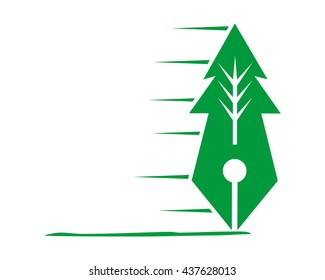 plant fountain pen stationery quill ink script image vector icon 2