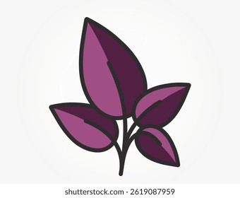 Plant with four burgundy leaves. Nature and planting design element. Isolated vector image