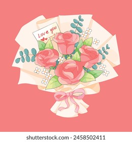 Plant fresh illustration packaging flowers bouquet