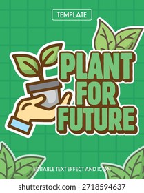 Planta para el futuro efecto de texto editable con estilo moderno y simple