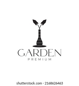 plant garden vase pot interior corner logo design vector graphic symbol icon illustration creative idea