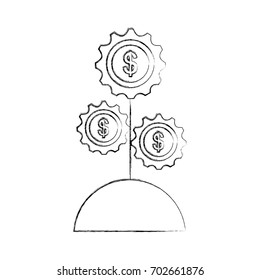 plant with gears machine isolated icon
