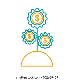 plant with gears machine isolated icon