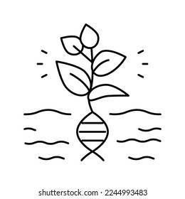 vector de icono de línea genética vegetal. signo genético vegetal. símbolo de contorno aislado ilustración negra