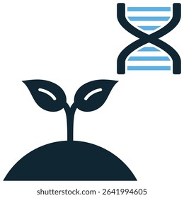 Plant genetics icon vector symbolizing DNA, breeding, and scientific advancement in agriculture. Perfect for illustrating biotechnology, crop improvement, and genetic research for better yields.