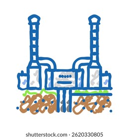 plant geothermal energy doodle icon sketch vector. plant geothermal energy sign. isolated symbol illustration