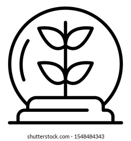 Plant in glass globe icon. Outline plant in glass globe vector icon for web design isolated on white background
