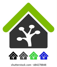 Plant Glasshouse flat vector icon. Plant Glasshouse icon with gray, black, blue, green color versions.