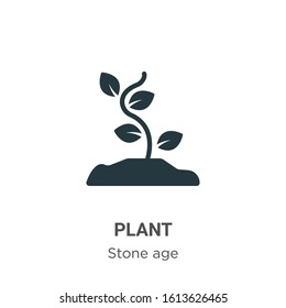 Plant glyph icon vector on white background. Flat vector plant icon symbol sign from modern stone age collection for mobile concept and web apps design.