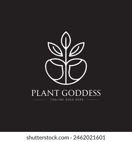 diseño del logotipo de la diosa de la planta, Vector, logotipo mínimo, color blanco y negro 