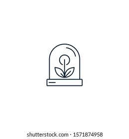 Plant in the greenhouse. Vector linear icon on a white background.