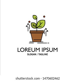 Plant, Grow, Grown, Success Business Logo Template. Flat Color. Vector Icon Template background