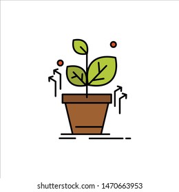 Plant, Grow, Grown, Success  Flat Color Icon. Vector icon banner Template. Vector Icon Template background