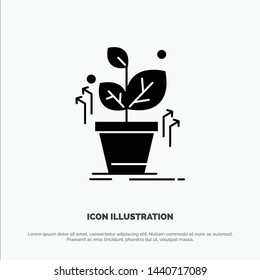 Plant, Grow, Grown, Success solid Glyph Icon vector