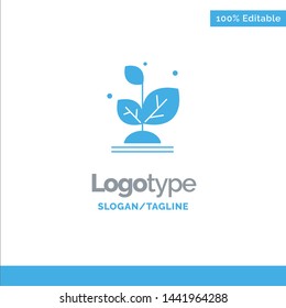 Plant, Grow, Growth, Success Blue Solid Logo Template. Place for Tagline