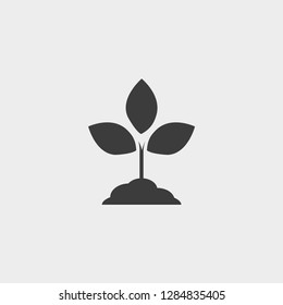 Plant grow icon in a flat design. Vector illustration.