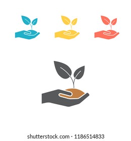 Plant, grower, herb, seedling, sapling on the hand thin icon. Vector illustration.