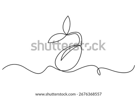 Plant growing continuous one line art drawing sprout and tree outline minimal vector illustration
