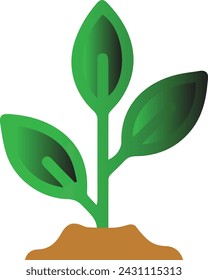 Plant growing in the garden mud. plant with the three-leaf growing in the clay vector art illustration design