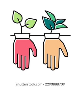 plant growing from gloves color icon vector. plant growing from gloves sign. isolated symbol illustration