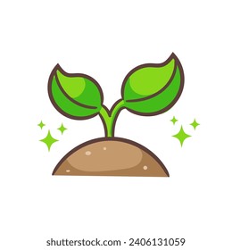 Plant growing in hand icon vector.
