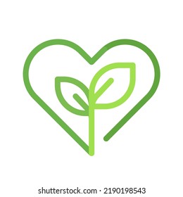 Plant growing in a heart shape. Natural grown, green, eco friendly. Small line art icon. Abstract concept. Vector file.