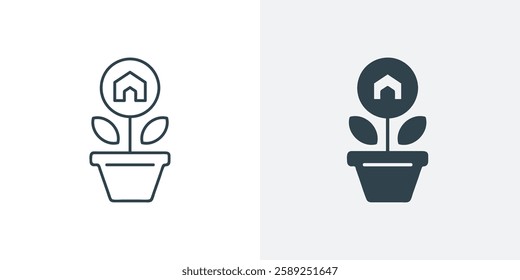 Plant Growing in Home Icon. Vector Illustration for Eco-Friendly Living and Sustainable Housing