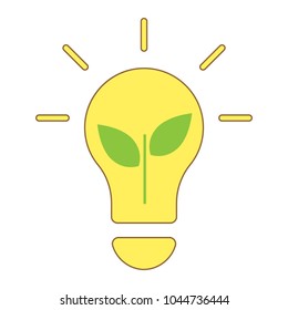 plant growing inside the light bulb energy saving