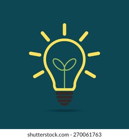 Plant growing inside the light bulb, Green eco energy concept - Vector