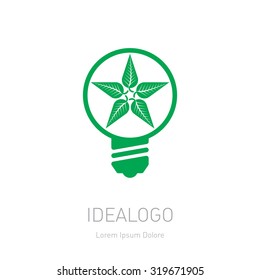Plant growing inside the light bulb. Green eco energy concept. Vector leaf.