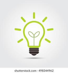 Plant growing inside the light bulb, Green eco energy concept - Vector