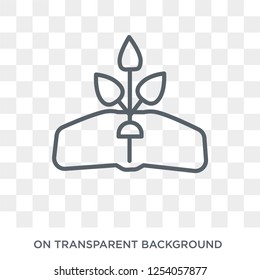 plant growing on book icon. Trendy flat vector plant growing on book icon on transparent background from nature collection. High quality filled plant growing on book symbol use for web and mobile