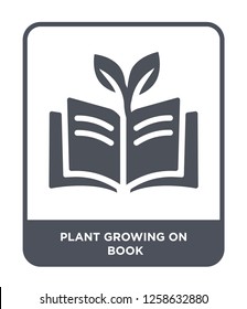 plant growing on book icon vector on white background, plant growing on book trendy filled icons from Nature collection, plant growing on book simple element illustration