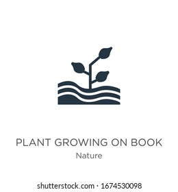 Plant growing on book icon vector. Trendy flat plant growing on book icon from nature collection isolated on white background. Vector illustration can be used for web and mobile graphic design, logo, 